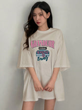 DAZY Women's Summer Loose Fit Casual T-Shirt With Round Neck, Drop Shoulder Sleeves And Slogan Print